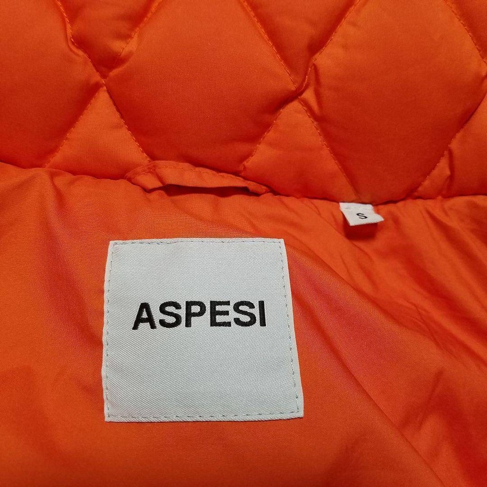 Aspesi Orange Diamond Quilted Down Puffer Jacket Hooded Womens Size S - Picture 2 of 8
